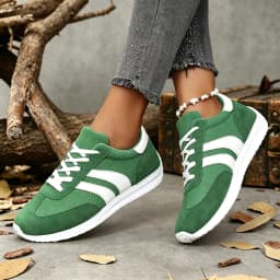 Women Retro Striped Suede Sneakers Lace Up Low Top Casual Shoes Comfort Soft Sole Non Slip Walking Trainers Multicolor Fashion All Match Daily Outdoor Sports Footwear For Ladies All Seasons Daily Wear