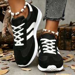 Women Retro Striped Suede Sneakers Lace Up Low Top Casual Shoes Comfort Soft Sole Non Slip Walking Trainers Multicolor Fashion All Match Daily Outdoor Sports Footwear For Ladies All Seasons Daily Wear
