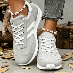 Women Retro Striped Suede Sneakers Lace Up Low Top Casual Shoes Comfort Soft Sole Non Slip Walking Trainers Multicolor Fashion All Match Daily Outdoor Sports Footwear For Ladies All Seasons Daily Wear