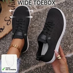 Women's Wide Toe Box Casual Sports Shoes, Low Top Round Toe Thick Sole Lace Up All Season Sneakers, Green White Black Available, for Daily Commute Students Office Workers Shopping Sports