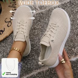 Women's Wide Toe Box Casual Sports Shoes, Low Top Round Toe Thick Sole Lace Up All Season Sneakers, Green White Black Available, for Daily Commute Students Office Workers Shopping Sports