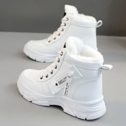 Warm Plush Lined White High Tops for Women Casual Platform Winter Sneakers Sports Shoes Athletic