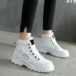 Warm Plush Lined White High Tops for Women Casual Platform Winter Sneakers Sports Shoes Athletic