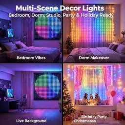 Smart LED Pixel Screen Lights—Supports App Control and Allows for Custom Patterns and Text; RGB Color-Changing Night Lights, Perfect for Outdoor Garden Parties, Weddings, Christmas, Halloween, and Holiday Home Decor