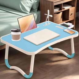 Oversized Foldable Laptop Desk Adjustable Wooden Bed Tray Table Portable Notebook Computer Stand with Cup Holder Drawer USB Fan Light Tiltable Lap Desk Space Saving Study Reading Table for Sofa Bed Students