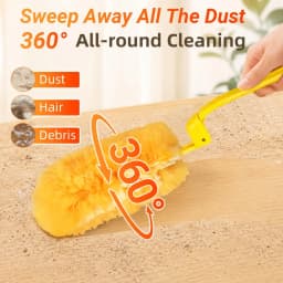 Heavy Duty Duster Refills, Disposable Dusters Kit for Cleaning Dusting Furniture Blind Ceiling Fan, Multi Surface 360 Feather Duster(60)+3FT Extended Handle +1 Handle