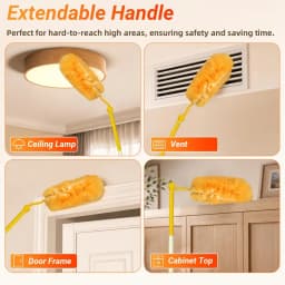 Heavy Duty Duster Refills, Disposable Dusters Kit for Cleaning Dusting Furniture Blind Ceiling Fan, Multi Surface 360 Feather Duster(60)+3FT Extended Handle +1 Handle