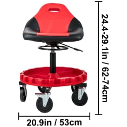 SucceBuy Rolling Garage Stool 300LBS Capacity 21"-26" Adjustable Height Range Mechanic Seat with Swivel Casters and Tool Tray