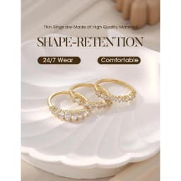 14K Gold Plated Stackable Rings for Women Non Tarnish Dainty Cubic Zirconia Wedding Bands Ring Set Trendy Statement Promise