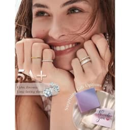 14K Gold Plated Stackable Rings for Women Non Tarnish Dainty Cubic Zirconia Wedding Bands Ring Set Trendy Statement Promise