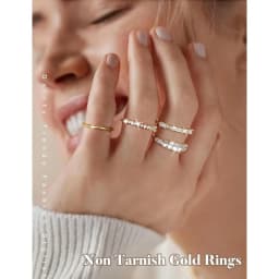 14K Gold Plated Stackable Rings for Women Non Tarnish Dainty Cubic Zirconia Wedding Bands Ring Set Trendy Statement Promise