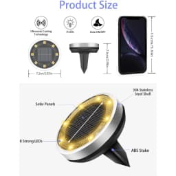 New Outdoor Waterproof Solar Lamp, 8 Strings, Thickened Stainless Steel Floor Lamp, Solar Garden Lamp, Suitable for Landscape Lighting in Gardens, Paths, Lawns, Yards, Terraces, Driveways and Walkways, Warm White Light.