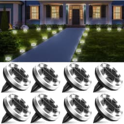 New Outdoor Waterproof Solar Lamp, 8 Strings, Thickened Stainless Steel Floor Lamp, Solar Garden Lamp, Suitable for Landscape Lighting in Gardens, Paths, Lawns, Yards, Terraces, Driveways and Walkways, Warm White Light.