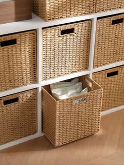 Haus Hana Handwoven Khaki Foldable Storage Boxes – Closet Organizers For Clothes & Toys, Cube Shelf Bins, Living Room Storage Containers, Bedroom Dresser Tubs, Entryway Catchalls | Multipurpose Household Clutter Organizers