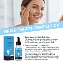 GHK-Cu Copper Peptide Face Serum with Hyaluronic Acid Anti-Aging Moisturizer Fine Lines Firming Skin Elasticity Hydrating Facial Serum