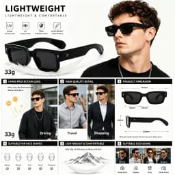 Thick Square Frame Sunglasses UV400 Protection Men Women Retro Black Shades 100% UVA UVB Blocking Eyewear For Beach Travel Street Fashion