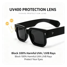 Thick Square Frame Sunglasses UV400 Protection Men Women Retro Black Shades 100% UVA UVB Blocking Eyewear For Beach Travel Street Fashion