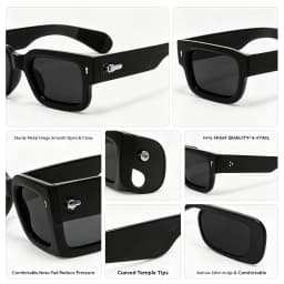 Thick Square Frame Sunglasses UV400 Protection Men Women Retro Black Shades 100% UVA UVB Blocking Eyewear For Beach Travel Street Fashion