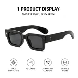 Thick Square Frame Sunglasses UV400 Protection Men Women Retro Black Shades 100% UVA UVB Blocking Eyewear For Beach Travel Street Fashion