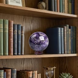 6-7cm Natural Amethyst Crystal Sphere Ball with Wooden Stand Polished Reiki Healing Chakra Stone for Meditation Yoga Feng Shui Home Office Desk Decor Living Room Bookshelf Display Birthday Gift for Women Men Crystal Lover Collection