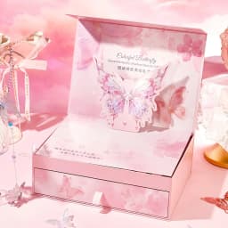 18Pcs Colored Glaze Butterfly Makeup Gift Set with Premium Lighted Makeup Mirror, Full Kit Includes Eyeshadow Blush Lip Palette, Complete Starter Makeup Kit, Valentine & Birthday Gift for Girlfriend & Wife