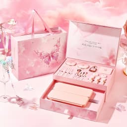 18Pcs Colored Glaze Butterfly Makeup Gift Set with Premium Lighted Makeup Mirror, Full Kit Includes Eyeshadow Blush Lip Palette, Complete Starter Makeup Kit, Valentine & Birthday Gift for Girlfriend & Wife