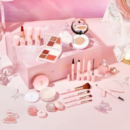 18Pcs Colored Glaze Butterfly Makeup Gift Set with Premium Lighted Makeup Mirror, Full Kit Includes Eyeshadow Blush Lip Palette, Complete Starter Makeup Kit, Valentine & Birthday Gift for Girlfriend & Wife