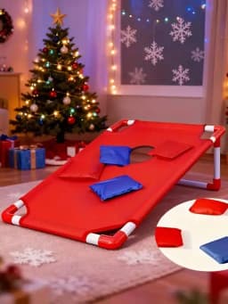 Portable Outdoor Bean Bag Toss Game Set with 12 Pcs Bean Bags, Red & Blue Cornhole Boards, Gift Box Packaging, for Camping Backyard Indoor Party Beach, Ideal Holiday Gift & Party Supplies