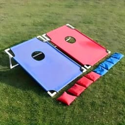 Portable Outdoor Bean Bag Toss Game Set with 12 Pcs Bean Bags, Red & Blue Cornhole Boards, Gift Box Packaging, for Camping Backyard Indoor Party Beach, Ideal Holiday Gift & Party Supplies