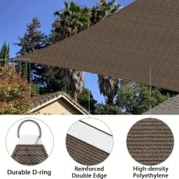 16' X 16' X 16' Sun Shade Sail Triangle Canopy, Permeable Shade Cloth Fabric Sunlight Block Patio Cover HDPE Deck Awning