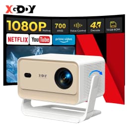 XGODY N6 Pro 700 ANSI Lumens Smart Projector, Netflix Licensed, Prime Video & YouTube Supported, Native 1080P FHD with HDR10, Auto Focus & Auto Screen Alignment, Wi-Fi 6 & Bluetooth 5.4, Home Theater LED Projector for Indoor & Outdoor Entertainment