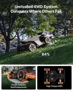 Segway Navimow X430 Robot Lawn Mower Wire Free, for up to 1 Acre, 4WD for 84% Slopes, Zero-Turn for Damage-Free Mowing, ORV-Tuned Lawnmower, MowMentum with 2 × 180W Motors,