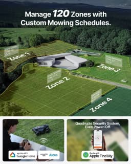 Segway Navimow X430 Robot Lawn Mower Wire Free, for up to 1 Acre, 4WD for 84% Slopes, Zero-Turn for Damage-Free Mowing, ORV-Tuned Lawnmower, MowMentum with 2 × 180W Motors,