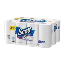 Toilet Paper 1-Ply, 4 Rolls, 1000 Sheets Per Roll, Septic-Safe Clog-Free Bath Tissue for Low-Flow Toilets