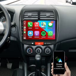 Android 13 Car Stereo GPS Navigation Head Unit 2+32G for Mitsubishi ASX 2010-2017 with Carplay Android Auto 10in Radio with Bluetooth WiFi FM/RDS SWC Split Screen + 4Led Backup Cam