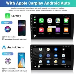 Android 13 Car Stereo GPS Navigation Head Unit 2+32G for Mitsubishi ASX 2010-2017 with Carplay Android Auto 10in Radio with Bluetooth WiFi FM/RDS SWC Split Screen + 4Led Backup Cam