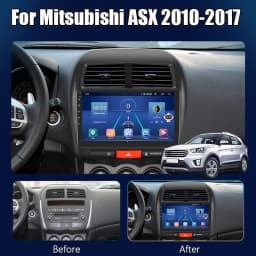 Android 13 Car Stereo GPS Navigation Head Unit 2+32G for Mitsubishi ASX 2010-2017 with Carplay Android Auto 10in Radio with Bluetooth WiFi FM/RDS SWC Split Screen + 4Led Backup Cam
