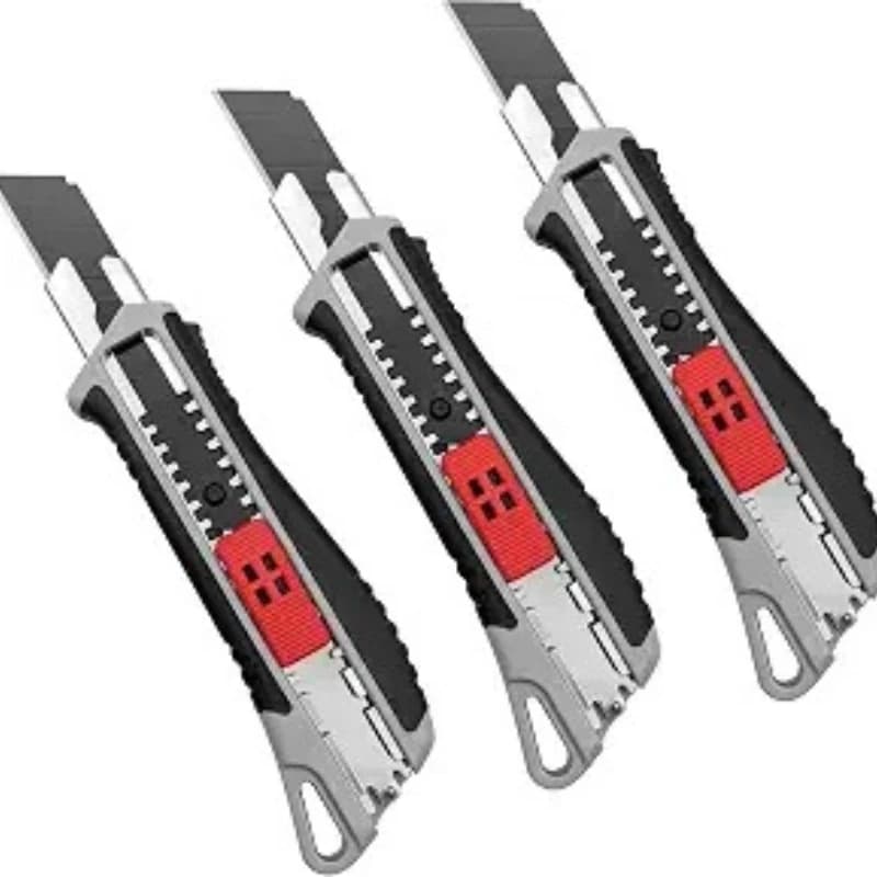 QYQRQF Retractable Box Cutter Heavy Duty Utility Knife Box Cutter Knife Metal Cutters for Cutting Cardboard Paper Leather (3pcs)