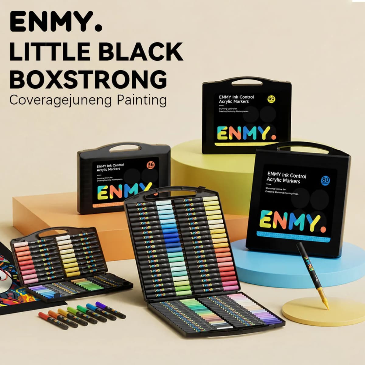 ENMY Acrylic Paint Markers Pen Soft Head Direct Liquid Graffiti Painting QuickDry Pigments Art Supplies for Felt