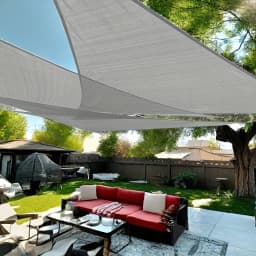 Sun Shade Sail, 12'x12'x12' Triangle Shade Cloth, Curved Edged Commercial Grade 185GSM Permeable Outdoor Shade Cloth for Deck