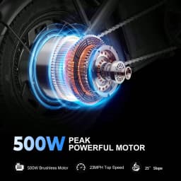 500W Peak Foldable Electric Bicycle 48V 10.4AH Lithium Battery 23MPH Max Speed Dual Disc Brake Front‑Rear Light Adult Folding Ebike for Travel