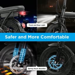 500W Peak Foldable Electric Bicycle 48V 10.4AH Lithium Battery 23MPH Max Speed Dual Disc Brake Front‑Rear Light Adult Folding Ebike for Travel