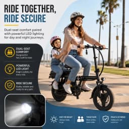 500W Peak Foldable Electric Bicycle 48V 10.4AH Lithium Battery 23MPH Max Speed Dual Disc Brake Front‑Rear Light Adult Folding Ebike for Travel