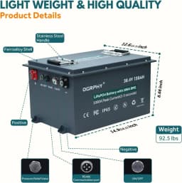 OGRPHY 36V Lithium Golf Cart Battery, Built in Smart 200A BMS(1000A Peak Current), with Charger, Touch Monitor & Mobile APP, 4000+ Cycles Max 7.68kW Output, 70 Miles Range for Golf Cart