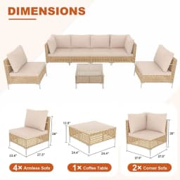 Boho Outdoor Patio Furniture Set with Non-Slip Cushions - 7 Piece
