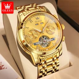 OLEVS 6607 Brand original authentic watches for man luxury Gift Box Steel belt multifunctional mechanical men's watch