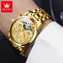 OLEVS 6607 Brand original authentic watches for man luxury Gift Box Steel belt multifunctional mechanical men's watch