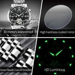 OLEVS 6607 Brand original authentic watches for man luxury Gift Box Steel belt multifunctional mechanical men's watch