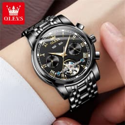 OLEVS 6607 Brand original authentic watches for man luxury Gift Box Steel belt multifunctional mechanical men's watch