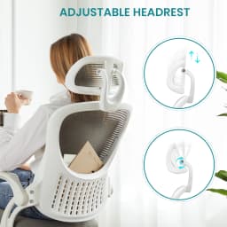 JHK Mesh Flip-up Arms Computer Desk Chair Ergonomic Office Chair with Lumbar Support Adjustable Headrests High-Back Rolling Work Office Chair For Home Office